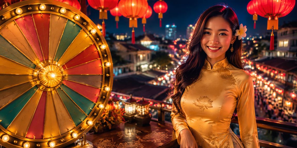 Cảnh hội chợ may mắn Hà Nội về đêm